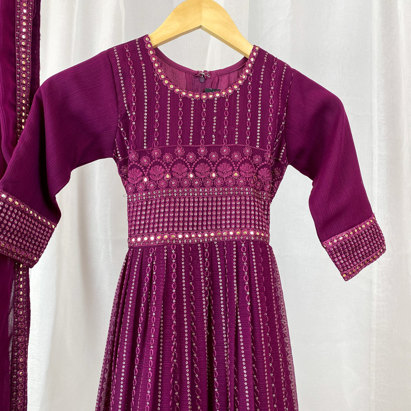 ZOYA - Burgundy Georgette Girls Gown