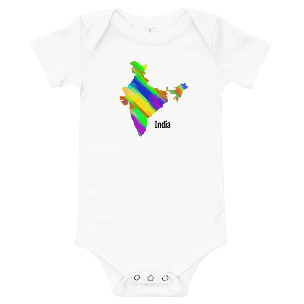 MULTICOLOR INDIA MAP BABY ONESIE