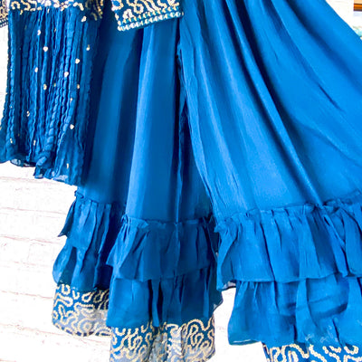 MEGHA - Peacock Blue Girls Sharara Suit
