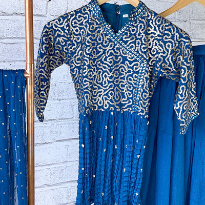 MEGHA - Peacock Blue Girls Sharara Suit