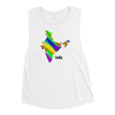 MULTICOLOR INDIA MAP WOMEN'S MUSCLE TANK TOP