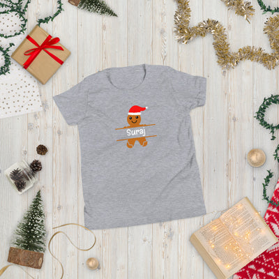 PERSONALIZED NAME GINGERBREAD COOKIE T-SHIRT (KIDS)