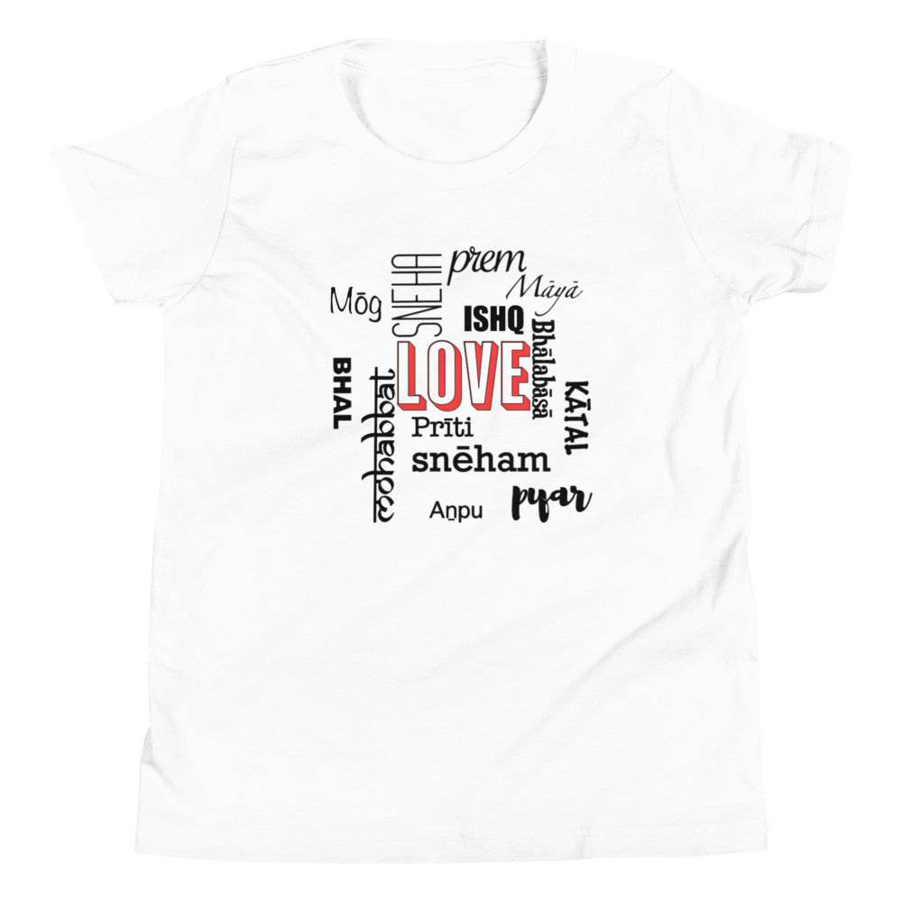LOVE in SOUTH ASIAN LANGUAGES YOUTH T-SHIRT